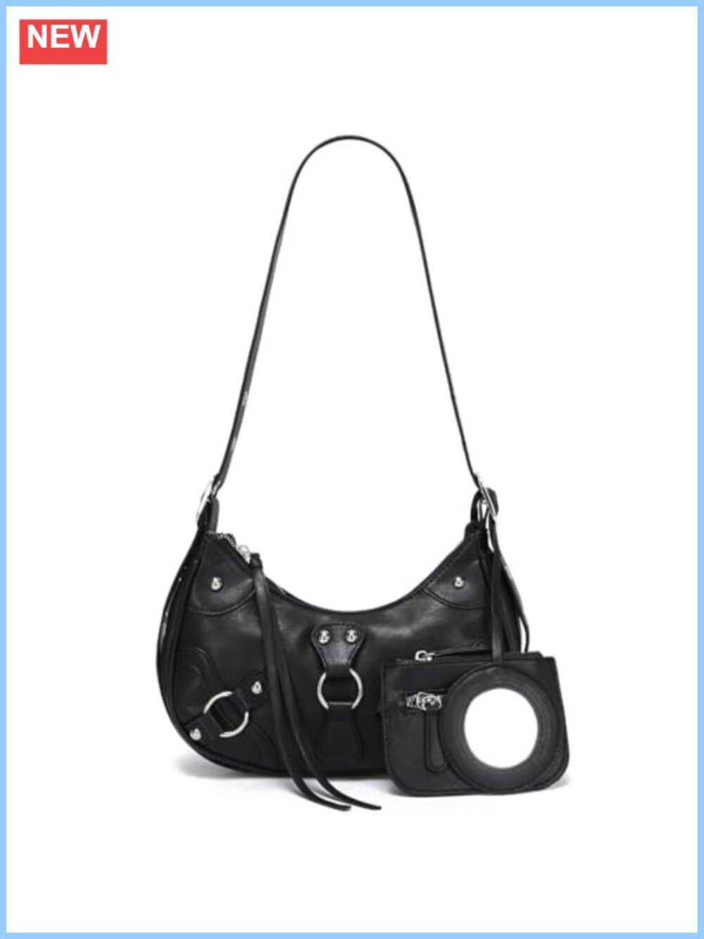 CATMICOO Y2K Punk Shoulder Bag Mini Purse PU Leather Adjustable Strap